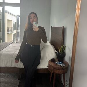 ✨Zara Turtleneck Green Sweater with Silver Buttons on Sleeves✨